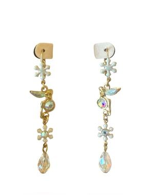 NOS Kirks Folly Snowflake & Fairy Sparkle Dangle Earrings Vintage With Box